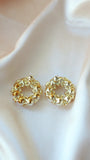 14 Karats Gold Plated Vintage Geometric Stud Earrings, Pearls Earrings