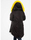 Fur Trimmed Parka With Fur For Women Black