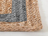 Jute Carpet Rectangle Gray Striped Cotton 70x140