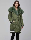 Green Fur Trimmed Bombers Parka For Women
