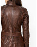 Brown Leather Biker Jacket For Women