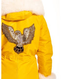 Yellow Fur Trimmed Parka For Women