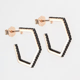 Geometric Hoop Earrings with Black Cubic Zirconia