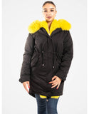 Fur Trimmed Parka With Fur For Women Black
