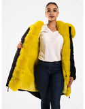 Fur Trimmed Parka With Fur For Women Black