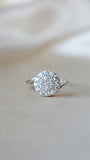 925 Silver Diamond Button Statement Ring