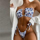 Butterfly Print Bikinis Strapless Sexy Micro Bikin Set