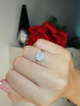 925 Silver Diamond Button Statement Ring