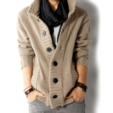 Mens High Collar Cardigan