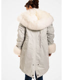 Arctic White Fur Trimmed Parka For Women
