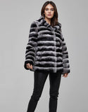 Gray Rex Fur Coat For Women