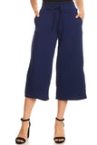 1155.Cropped high waist pants, relaxed fit, pockets, wide legs