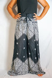 Black Diamond Palazzo Wrap Pants, Hippie Pants, Boho Harem Flow Pants