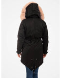 Fur Trimmed Parka For Women Black
