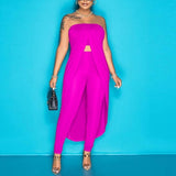 Sexy Irregular Strapless Maxi Tops And High Waist Pants Matching Sets