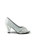Mannat Peep Toe Mid Heel Sandal Silver
