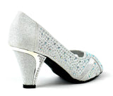 Mannat Peep Toe Mid Heel Sandal Silver