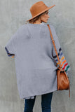 Gray Striped Balloon Sleeve Cardigan