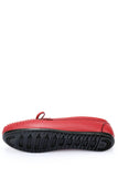 Red Leather Casual Flat Shoes