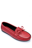 Red Leather Casual Flat Shoes