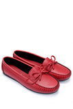 Red Leather Casual Flat Shoes