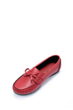 Red Leather Casual Flat Shoes