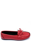 Red Leather Casual Flat Shoes