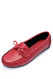 Red Leather Casual Flat Shoes