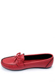 Red Leather Casual Flat Shoes