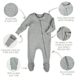 Black Zip up Ribbed Romper Babygrow Sleepsuit 0-3Y Unisex