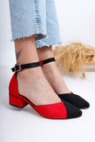 Kathy Red-Black Suede Heeled Shoes