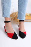 Kathy Red-Black Suede Heeled Shoes