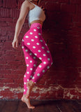 Pink Polka Dot leggings, Capris and Shorts