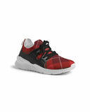 Men's Athletic Sneakers, Red Plaid Low Top Running Shoes - 014HXG