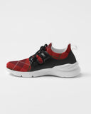Men's Athletic Sneakers, Red Plaid Low Top Running Shoes - 014HXG