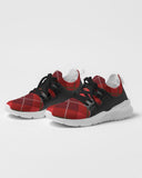 Men's Athletic Sneakers, Red Plaid Low Top Running Shoes - 014HXG
