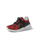 Men's Athletic Sneakers, Red Plaid Low Top Running Shoes - 014HXG
