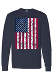 Men's/Unisex Freedom American Pride Distressed Flag Long Sleeve shirt