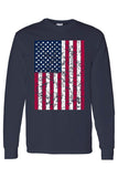 Men's/Unisex Freedom American Pride Distressed Flag Long Sleeve shirt