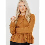 Camel Layered Frill Hoodie