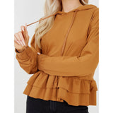 Camel Layered Frill Hoodie