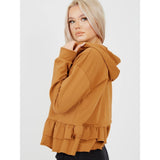 Camel Layered Frill Hoodie