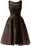 It's YiiYa Cocktail Dress Little Appliques Beading Pink Wedding Formal Dresses Flowers Illusion Knee Length Party Gown LX073-2