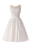 It's YiiYa Cocktail Dress Little Appliques Beading Pink Wedding Formal Dresses Flowers Illusion Knee Length Party Gown LX073-2