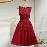 It's YiiYa Cocktail Dress Little Appliques Beading Pink Wedding Formal Dresses Flowers Illusion Knee Length Party Gown LX073-2