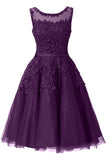 It's YiiYa Cocktail Dress Little Appliques Beading Pink Wedding Formal Dresses Flowers Illusion Knee Length Party Gown LX073-2