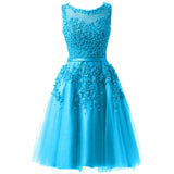 It's YiiYa Cocktail Dress Little Appliques Beading Pink Wedding Formal Dresses Flowers Illusion Knee Length Party Gown LX073-2