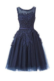It's YiiYa Cocktail Dress Little Appliques Beading Pink Wedding Formal Dresses Flowers Illusion Knee Length Party Gown LX073-2