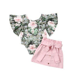 Emmababy  Summer Baby Girl Clothes  Ruffle Floral Girl  Romper Tops+Sk