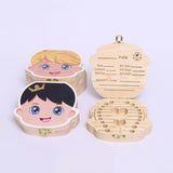 Baby Wood Tooth Box Organizer Spanish English Russian Teeth Storage Collect for Boys Girls Umbilical Save Keepsake Souvenir